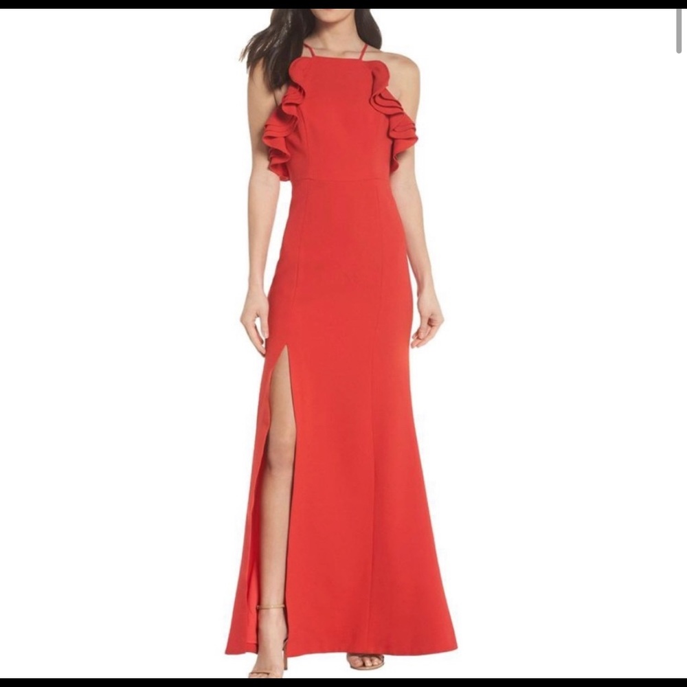 C/MED COLLECTIVE Red Ruffle Gown